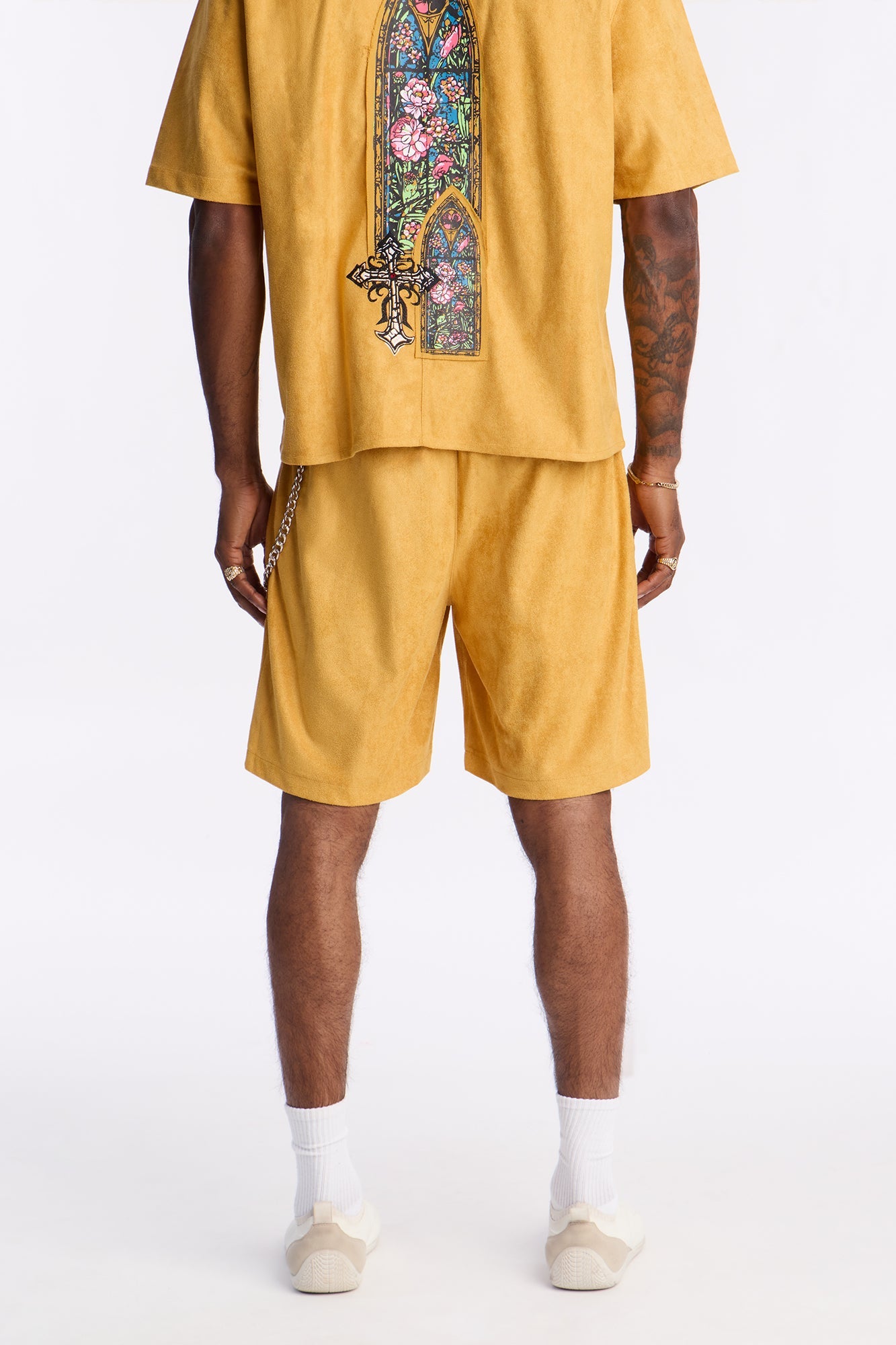 Divine Link Pleated Suede Short - Mustard