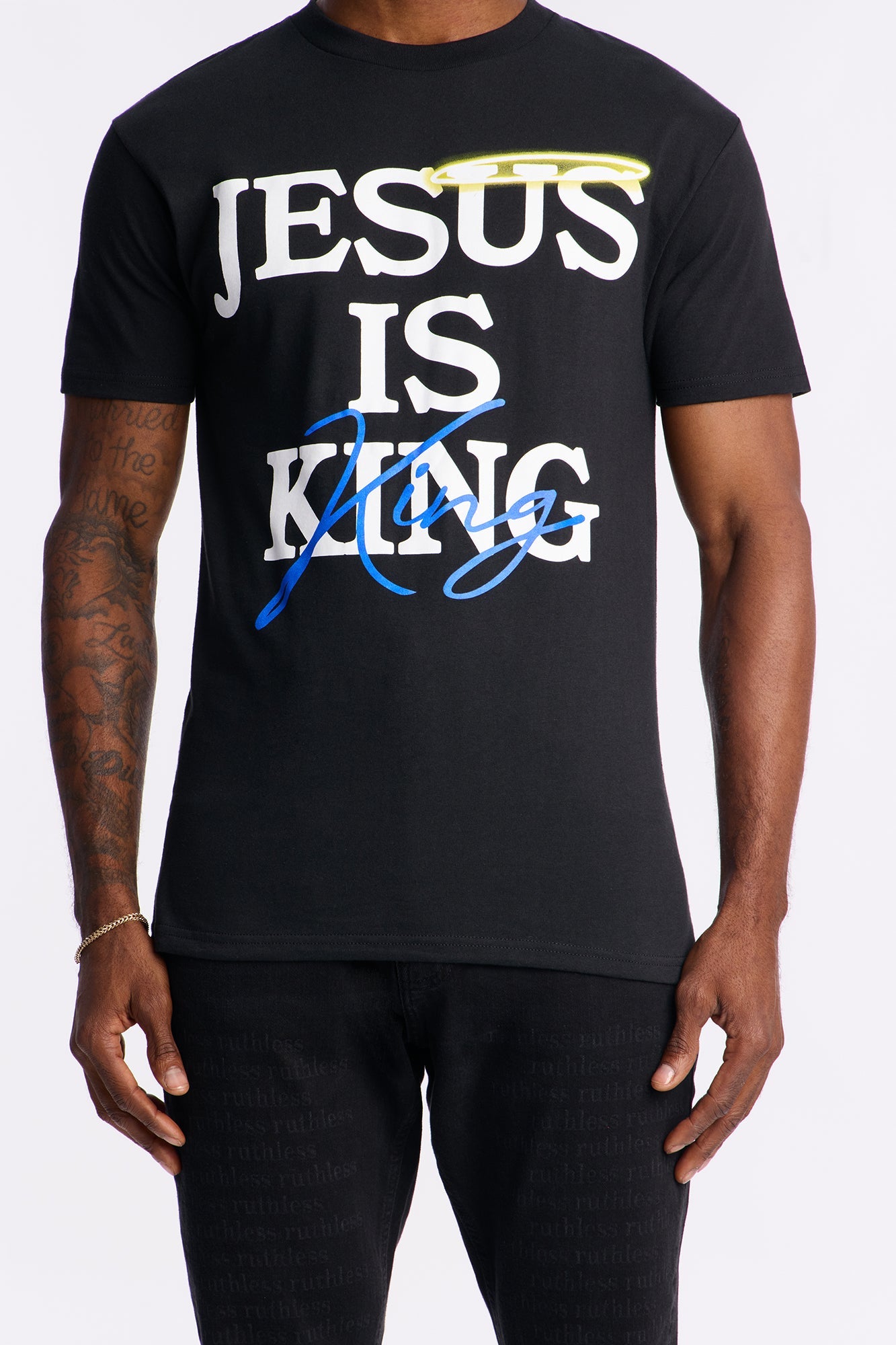 Jesus Is King Amen Short Sleeve Tee - Black