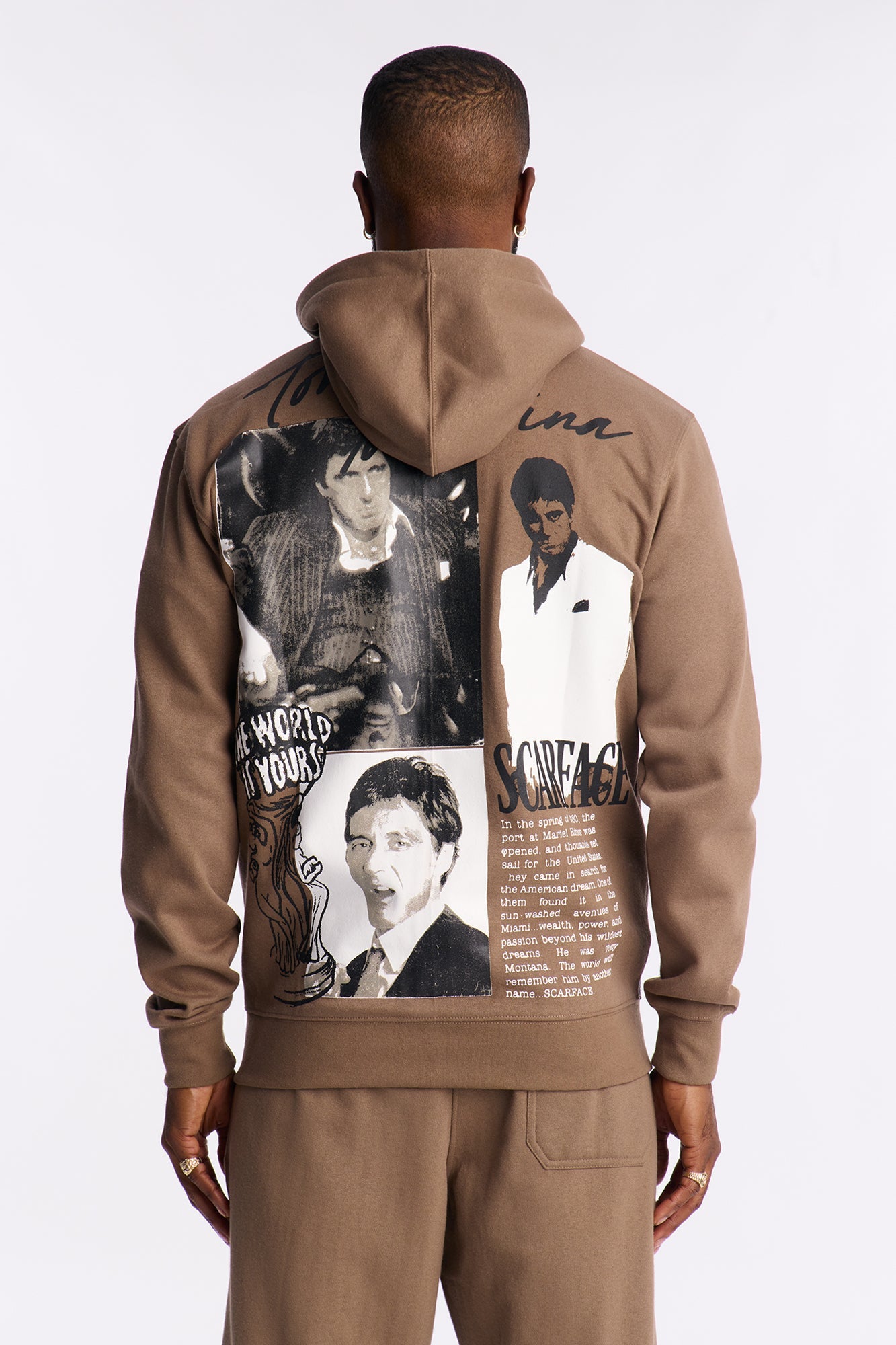 Scarface Tony Montana Zip Up Hoodie - Brown