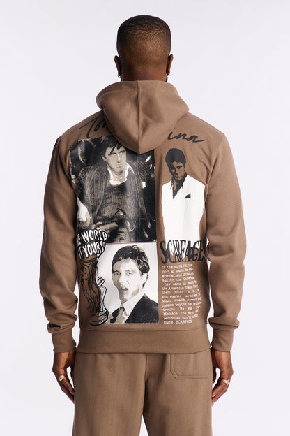 Scarface Tony Montana Zip Up Hoodie - Brown