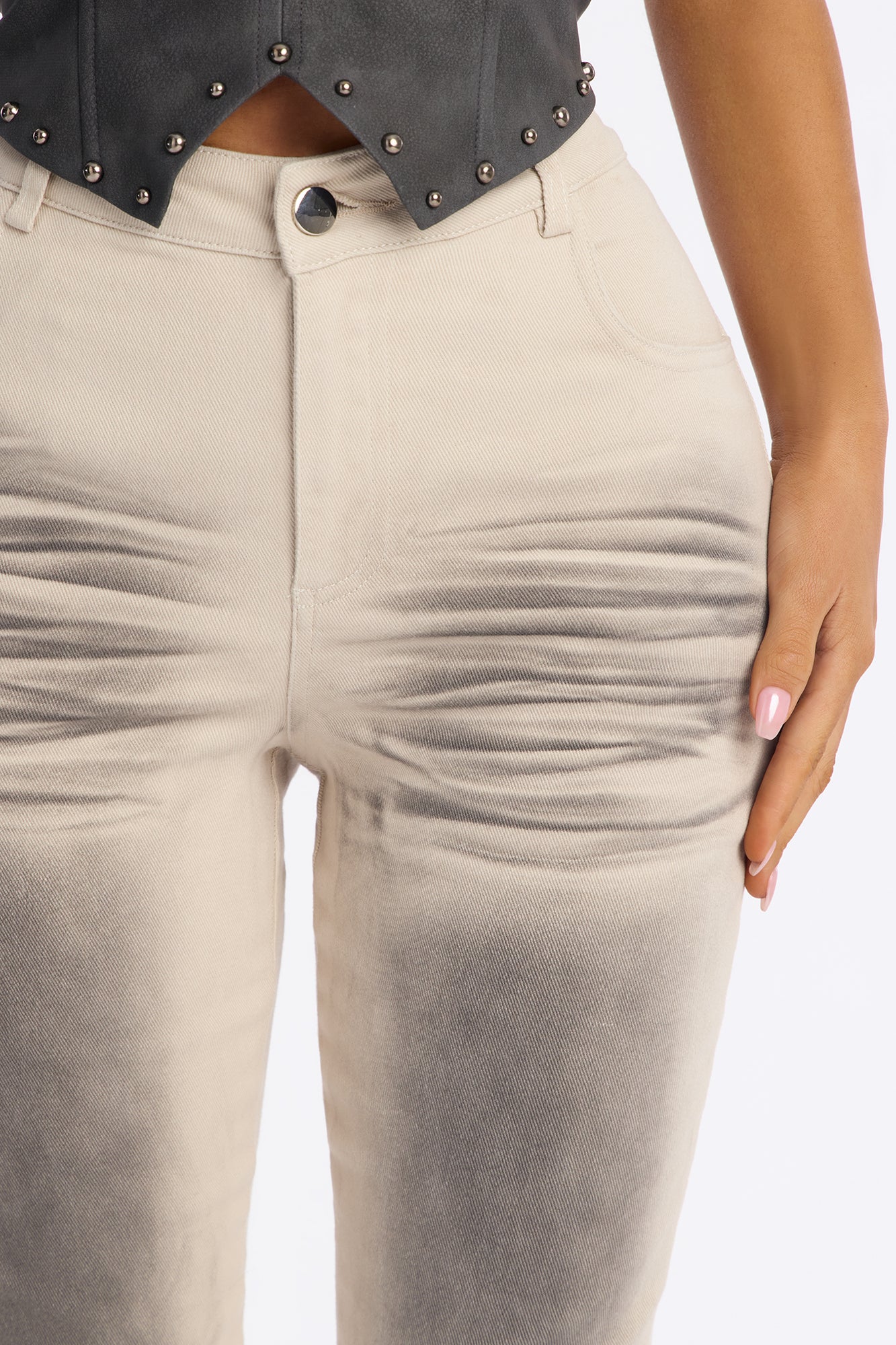 Stacey High Rise Washed Flare Pant 32″ - Grey/combo