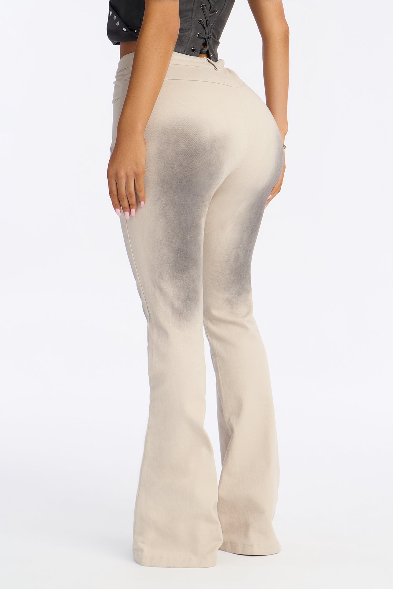 Stacey High Rise Washed Flare Pant 32″ - Grey/combo