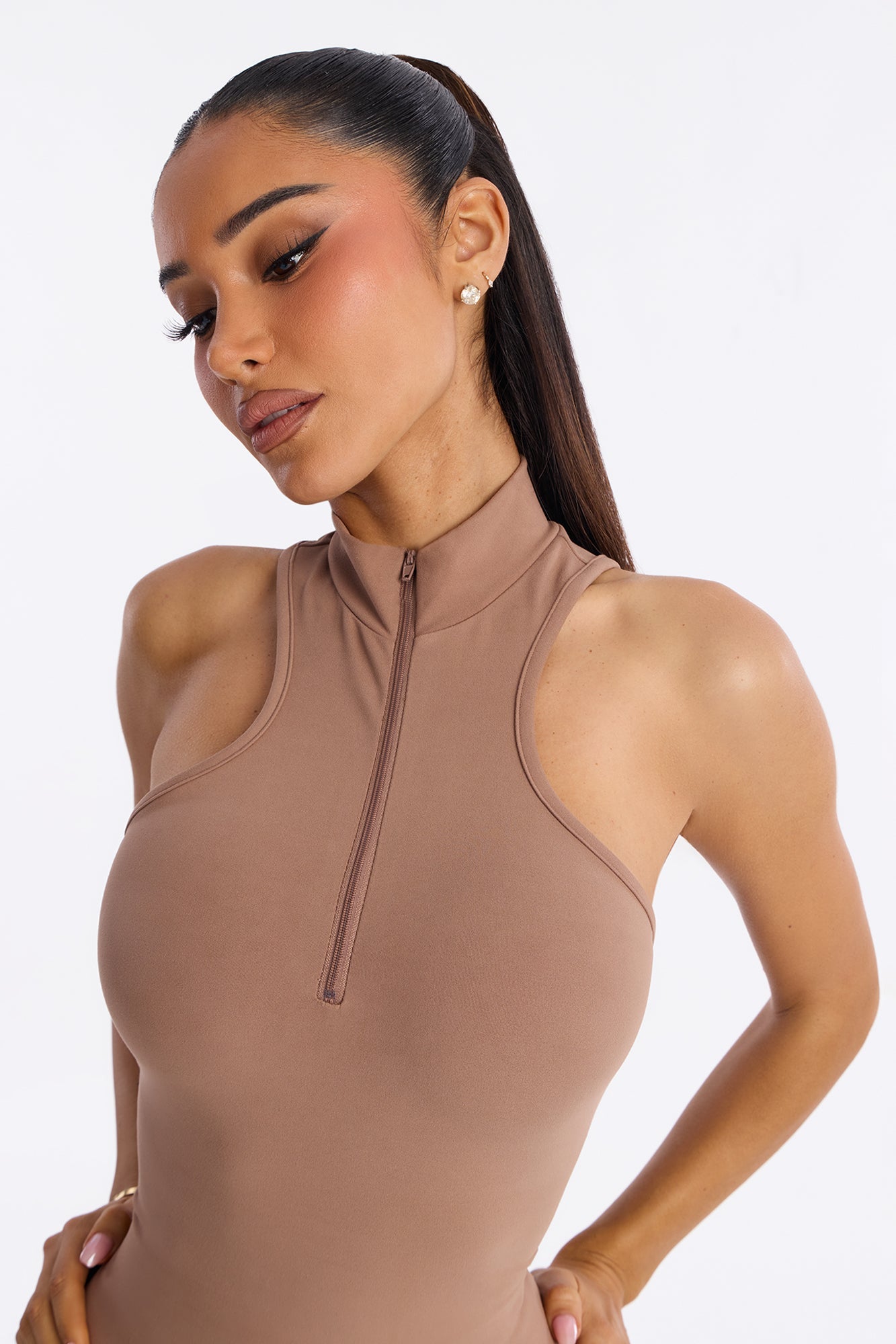 Kacey High Neck Pant Set - Mocha