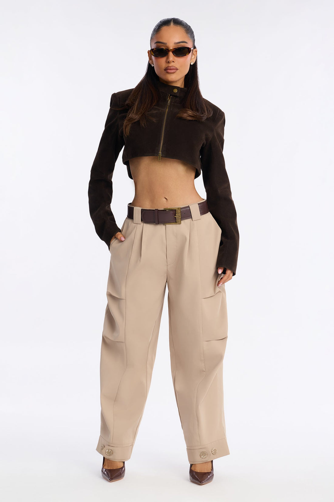 Kayla Barrel Leg Pant - Tan