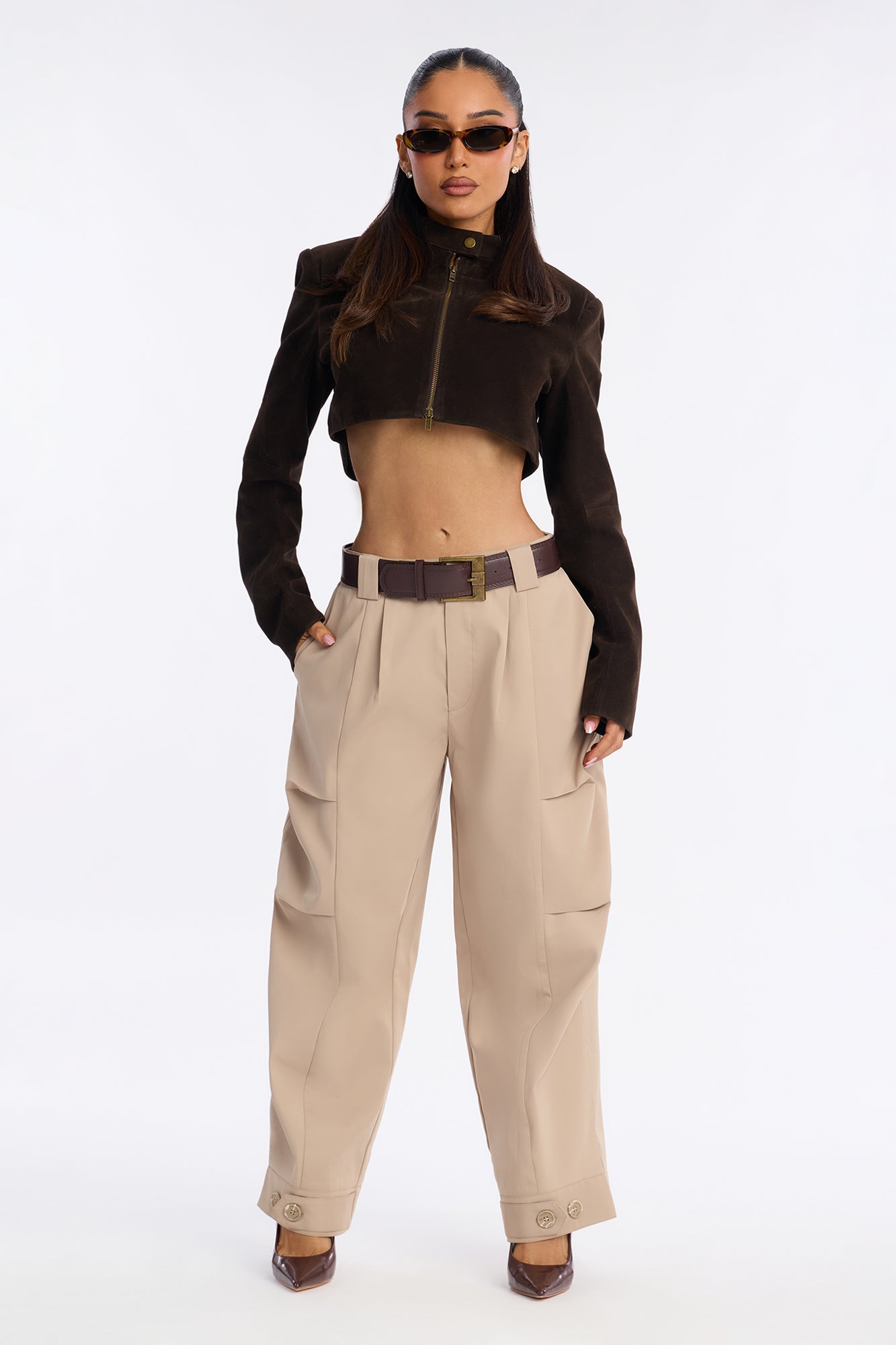 Kayla Barrel Leg Pant - Tan