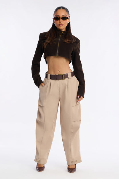 Kayla Barrel Leg Pant - Tan