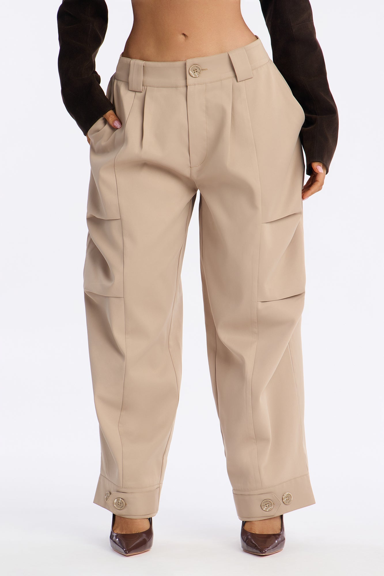 Kayla Barrel Leg Pant - Tan