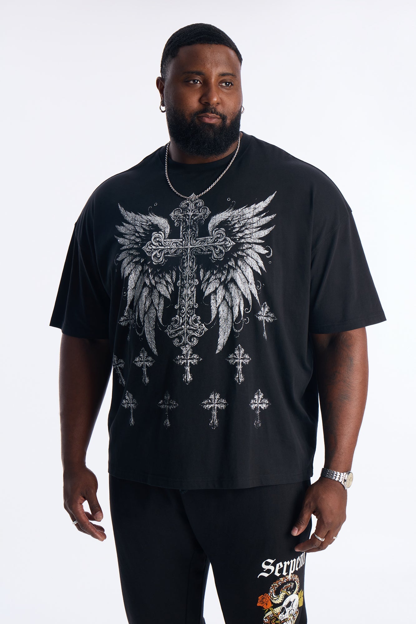 Crosses Forever Oversized Short Sleeve Tee - Black