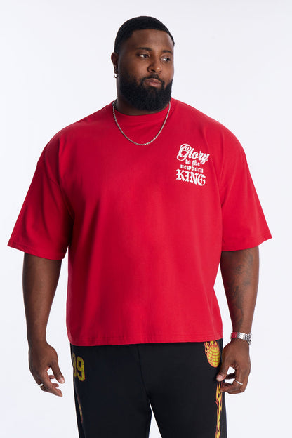 Glory To The Newborn King Graphic Short Sleeve Tee - Red