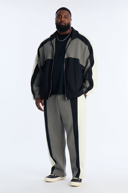 Paneled Fleece Straight Sweatpants - Multi Color
