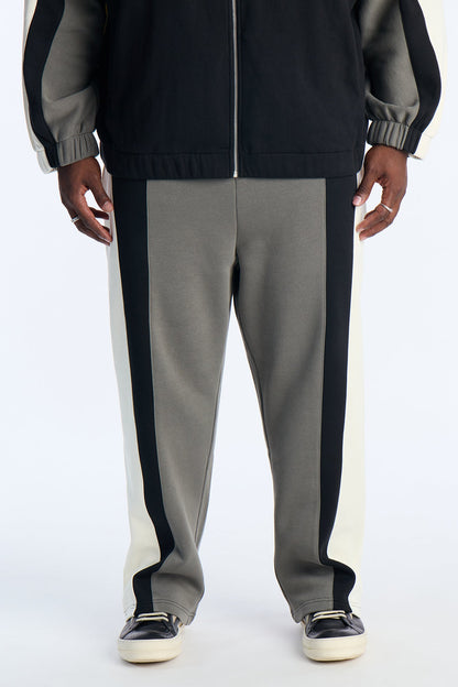 Paneled Fleece Straight Sweatpants - Multi Color