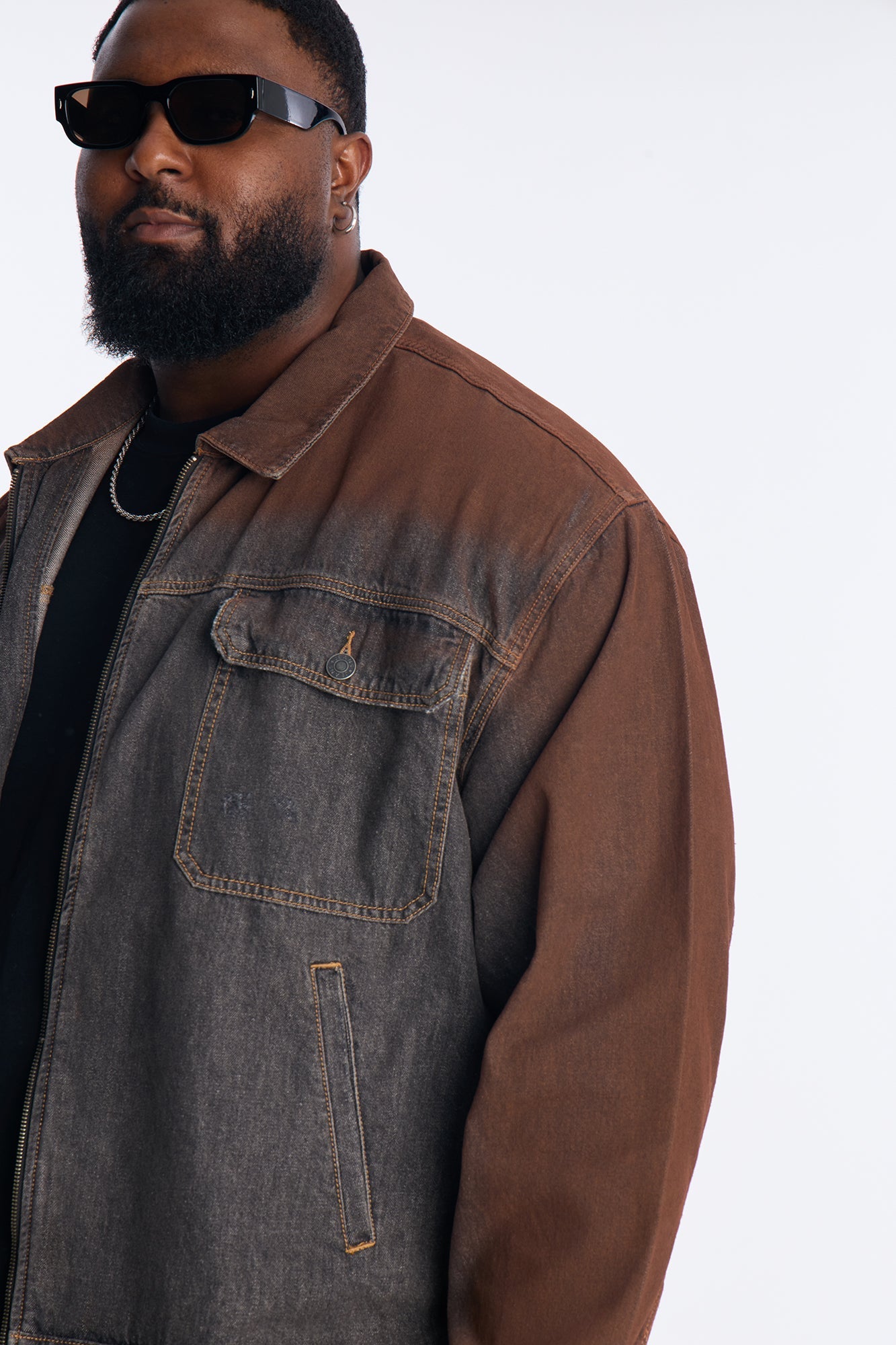 Cropped Inferno Ombre Work Jacket - Brown