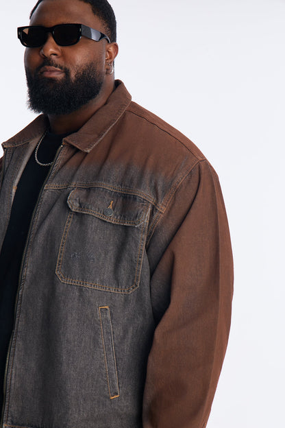 Cropped Inferno Ombre Work Jacket - Brown