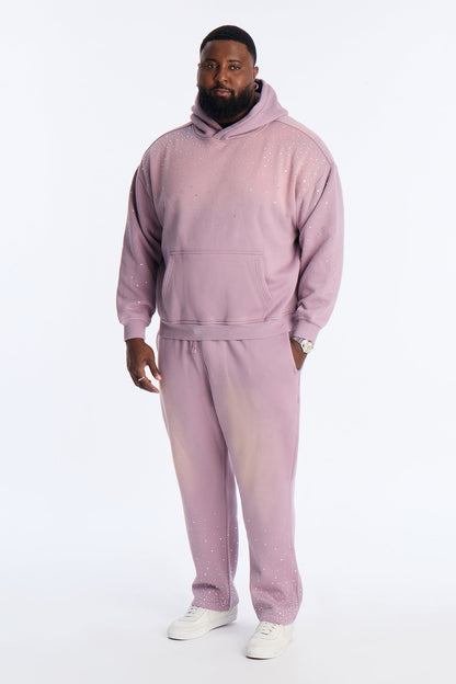 Run Them Rhinestones Oversized Hoodie - Pink