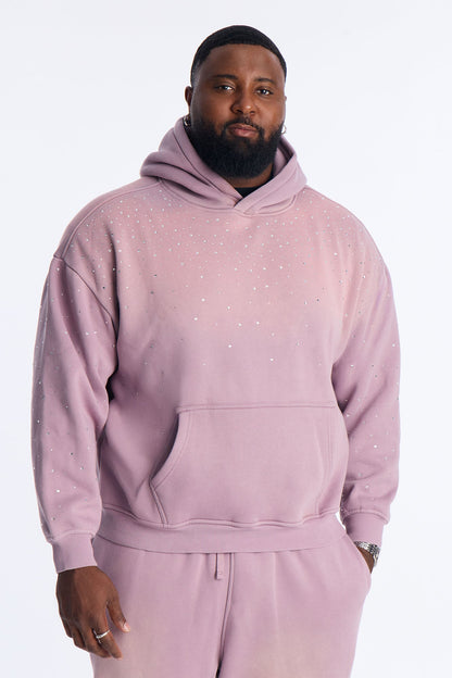 Run Them Rhinestones Oversized Hoodie - Pink
