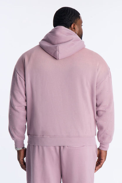 Run Them Rhinestones Oversized Hoodie - Pink