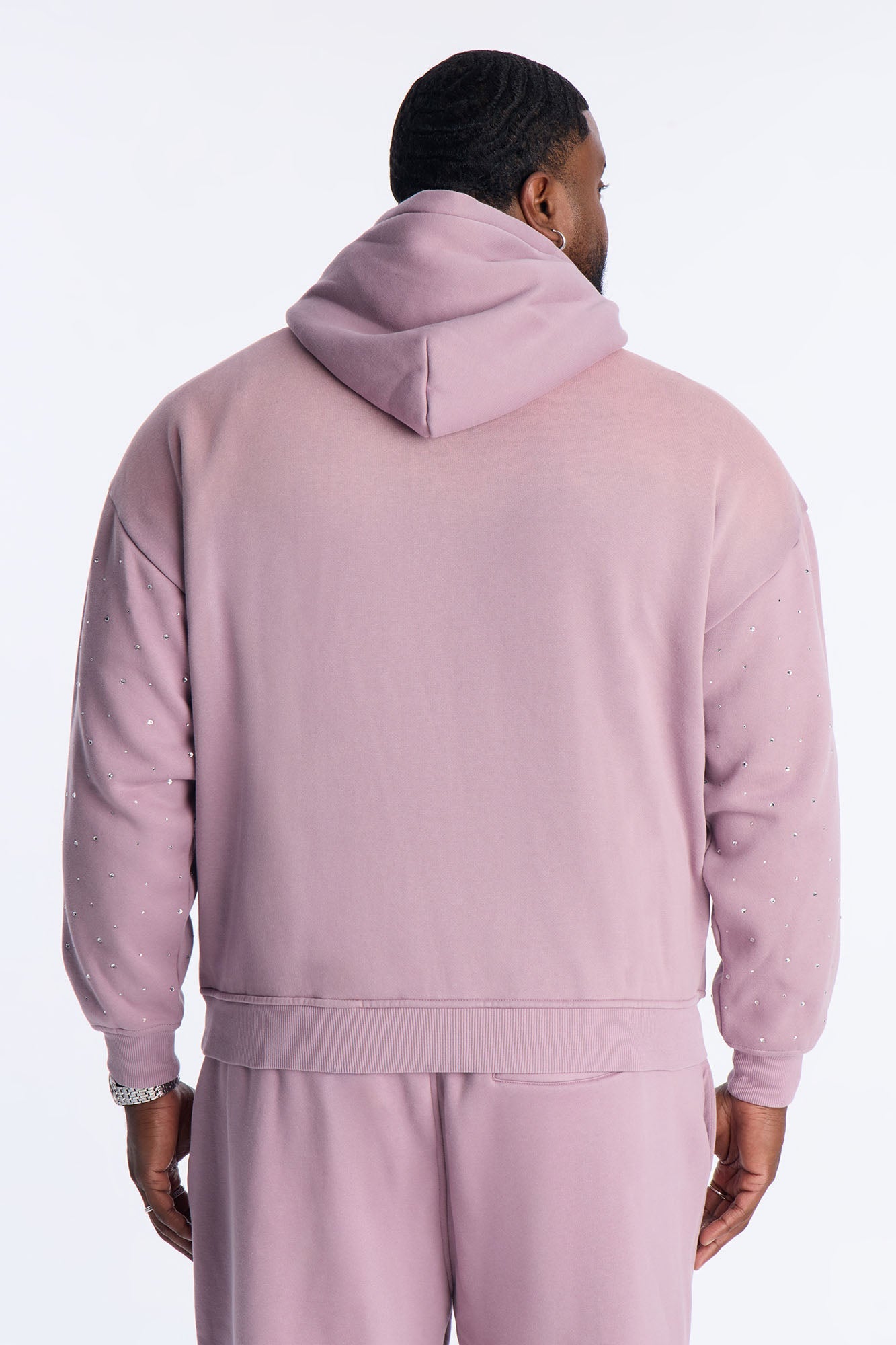 Run Them Rhinestones Oversized Hoodie - Pink