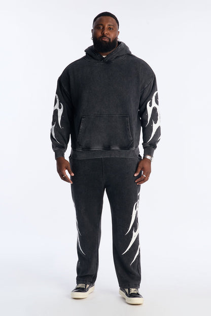 La Flames Rhinestones Oversized Hoodie - Black