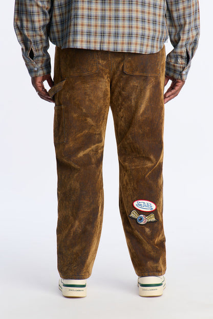 Von Dutch Straight Flocked Double Knee Jean - Brown