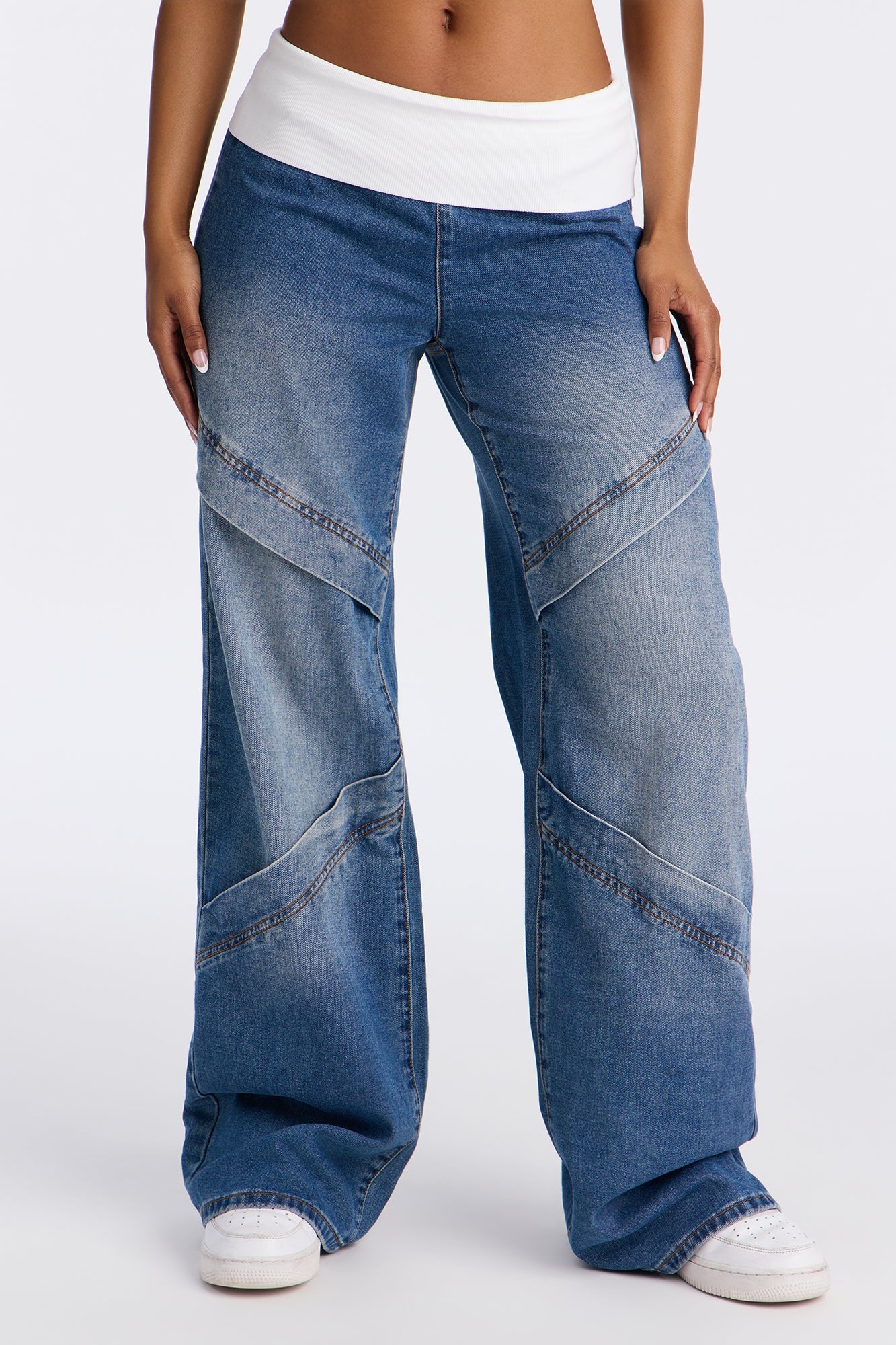 At The Lounge Foldover Jeans - Dark Wash