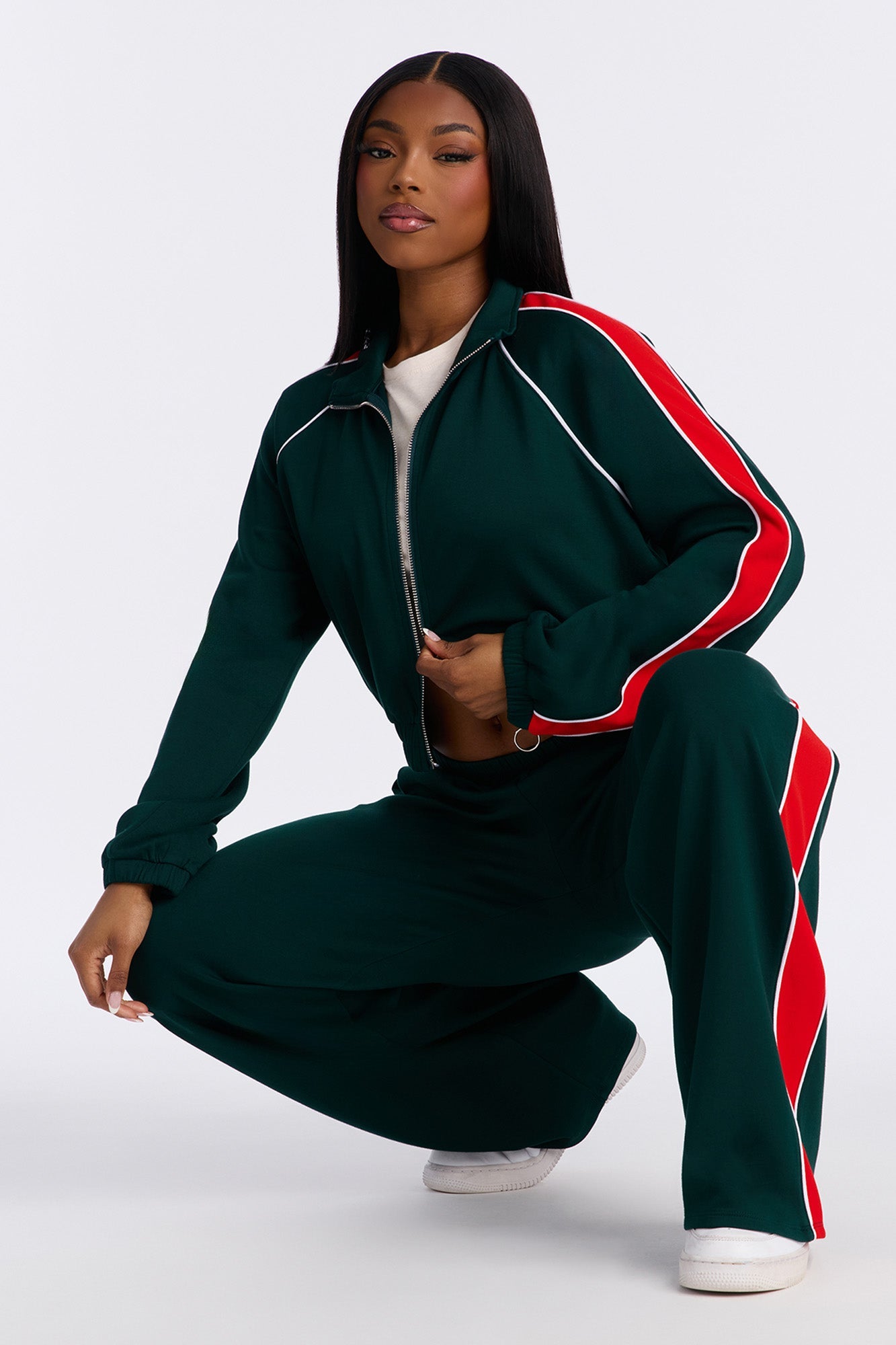 In Motion Mock Neck Lounge Pant Set - Hunter