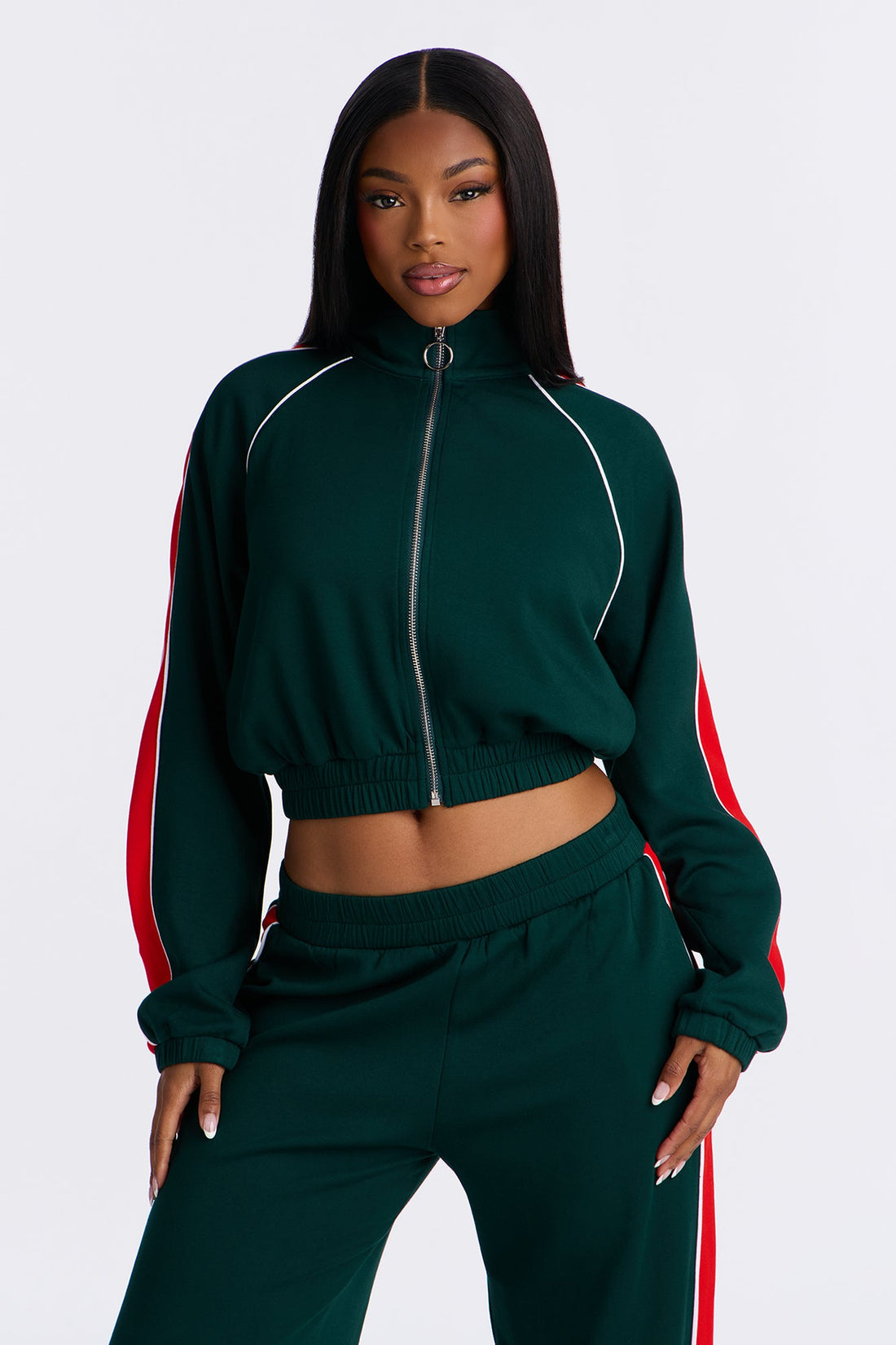 In Motion Mock Neck Lounge Pant Set - Hunter