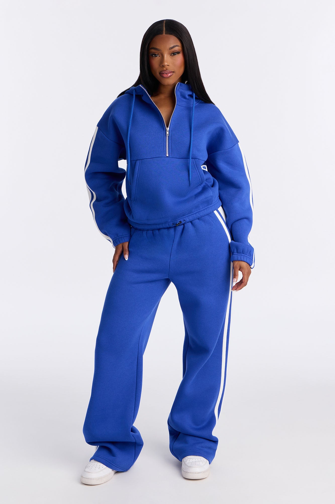 The Amara Fleece Sweatshirt Quarter Zip Up - Royal