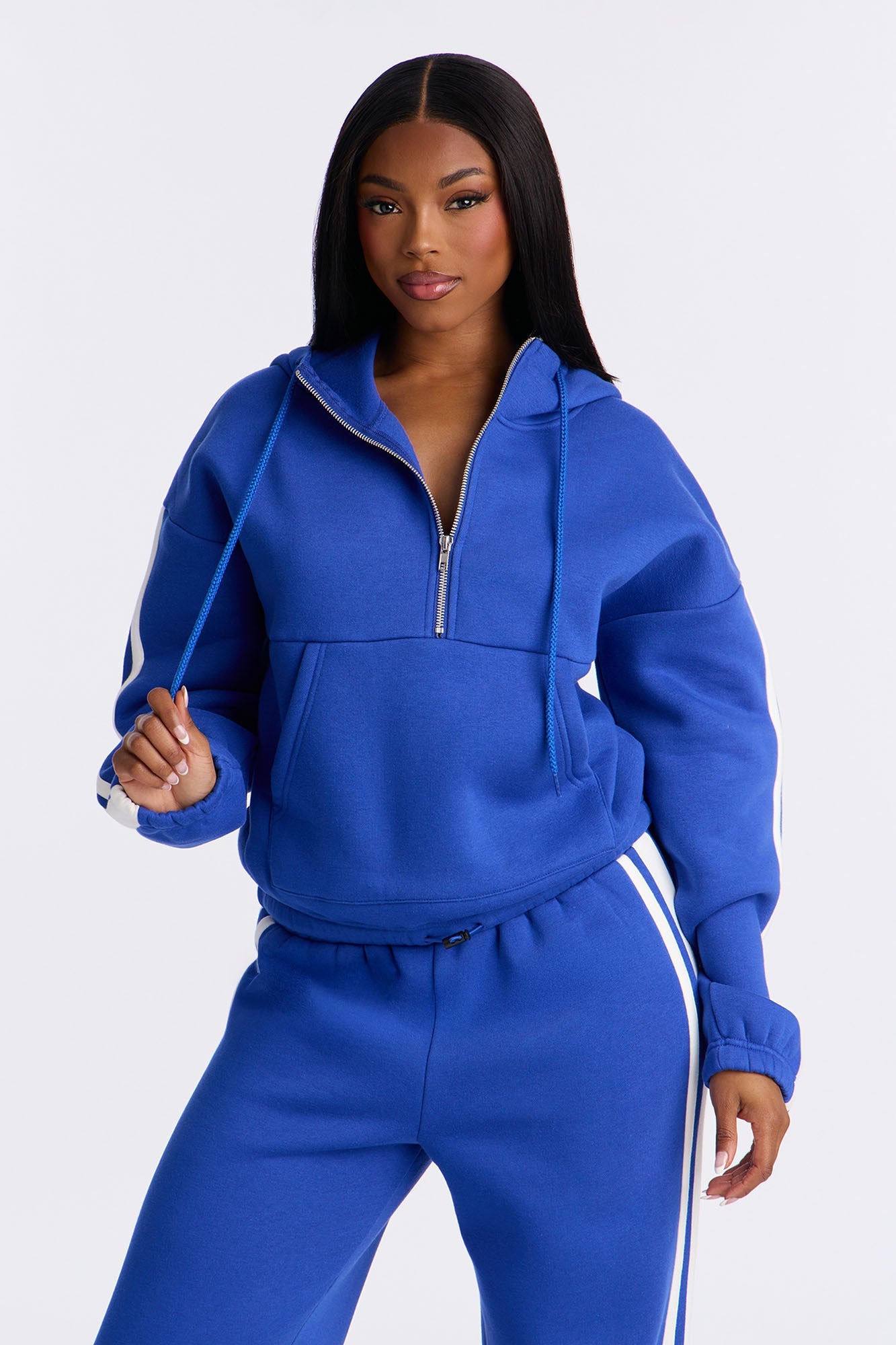 The Amara Fleece Sweatshirt Quarter Zip Up - Royal