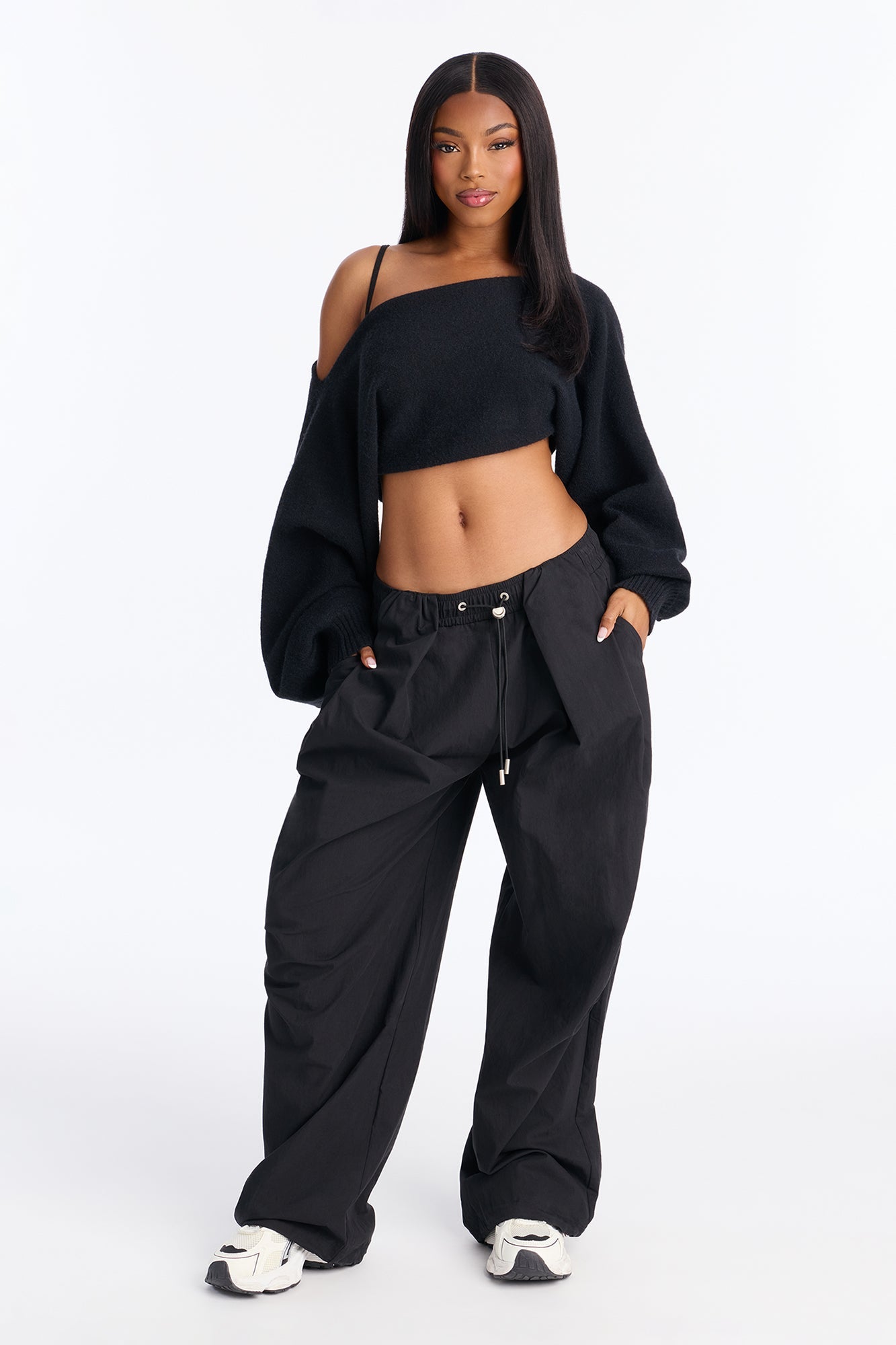 Here And Now Wide Leg Street Jogger 30″ - Black