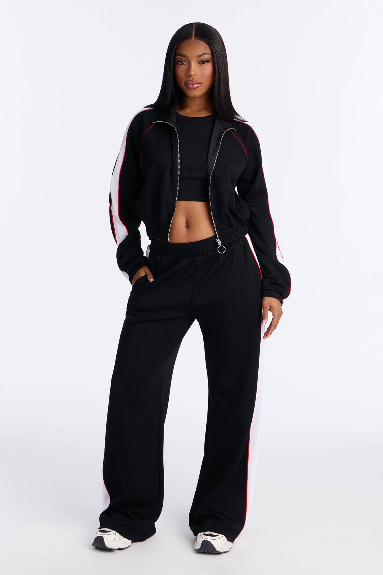 In Motion Mock Neck Lounge Pant Set - Black