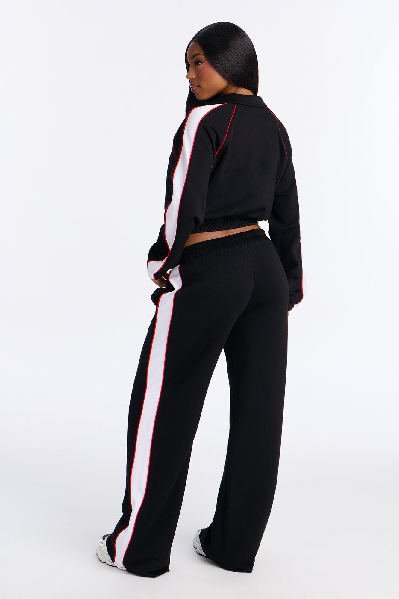 In Motion Mock Neck Lounge Pant Set - Black