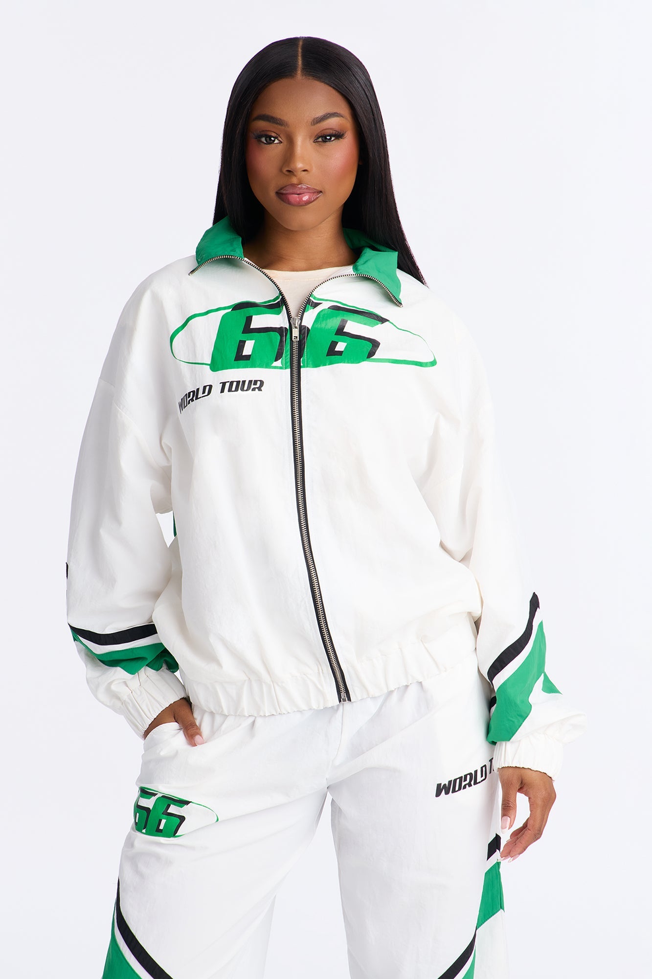 World Tour Windbreaker Pant Set - White