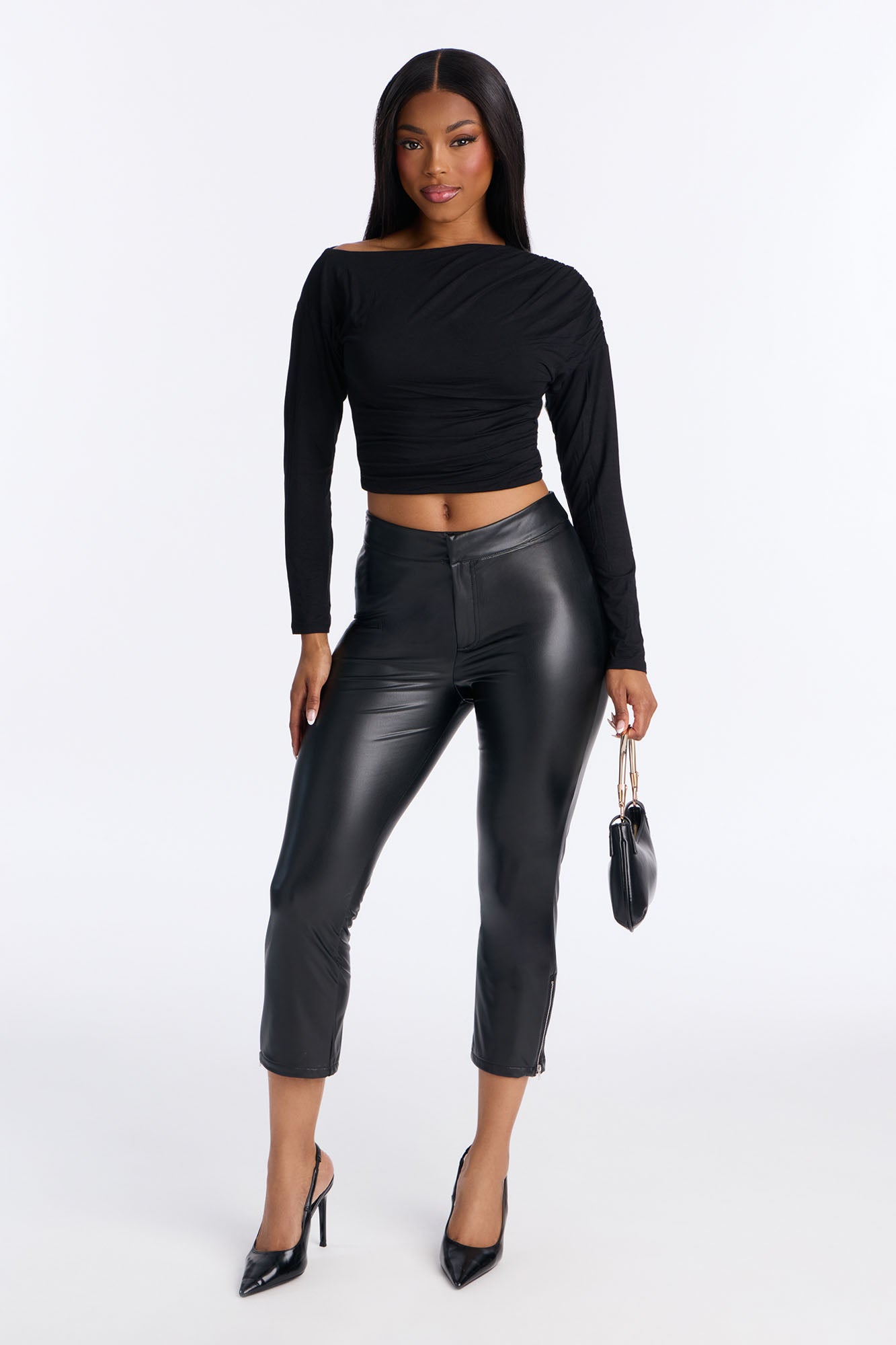 Heartseeker Faux Leather Low Rise Skinny Pant - Black