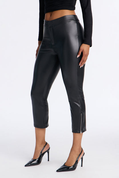 Heartseeker Faux Leather Low Rise Skinny Pant - Black