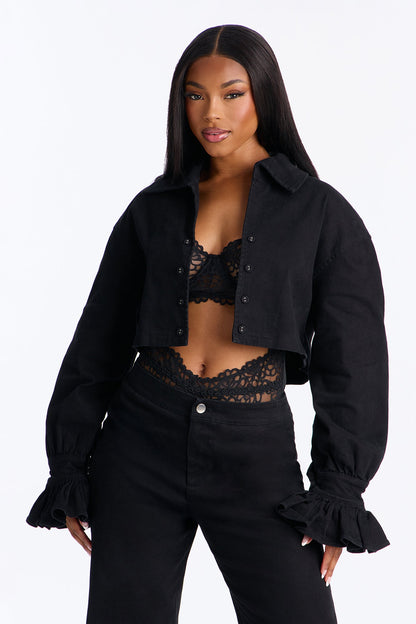Mianna Twill Jacket Pant Set - Black