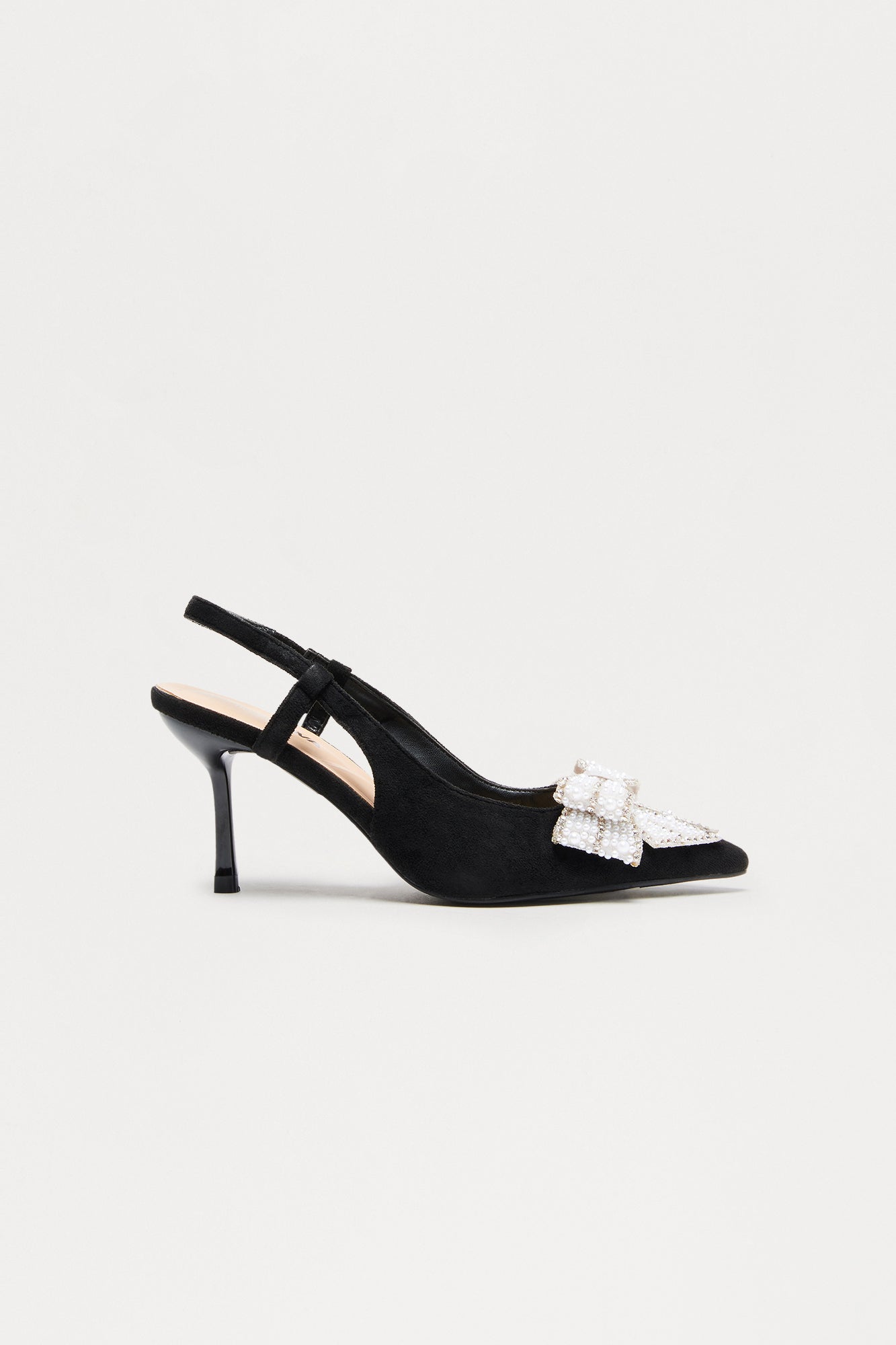 Sparkle Bow Slingback Pumps - Black