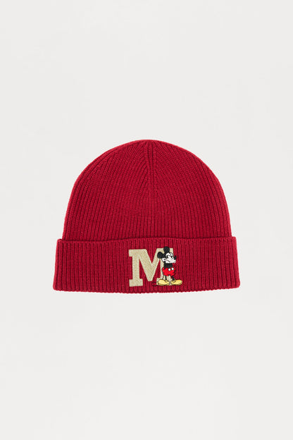Disney Varsity Mickey Ribbed Cuff Beanie - Burgundy