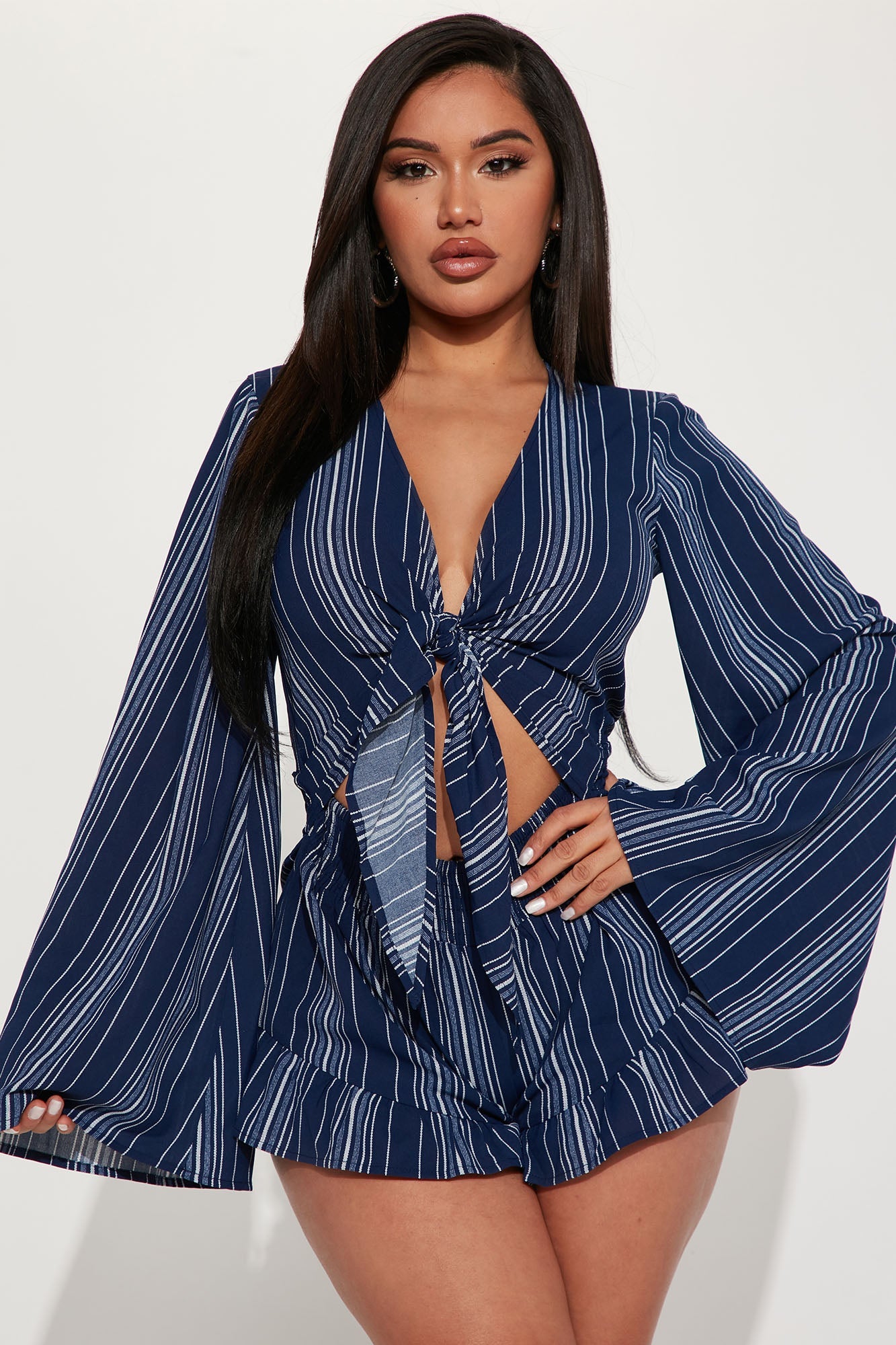 Tulum Stripe Romper - Navy