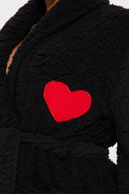 Cozy Love Plush Robe - Black