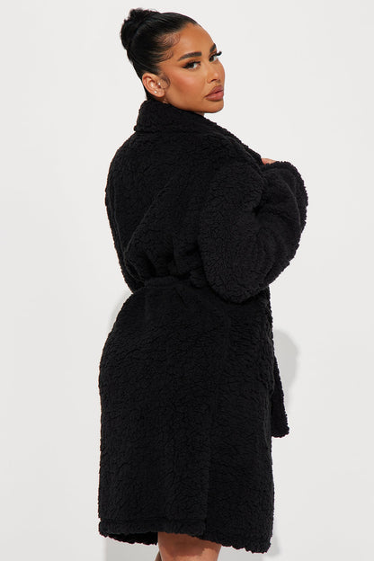 Cozy Love Plush Robe - Black
