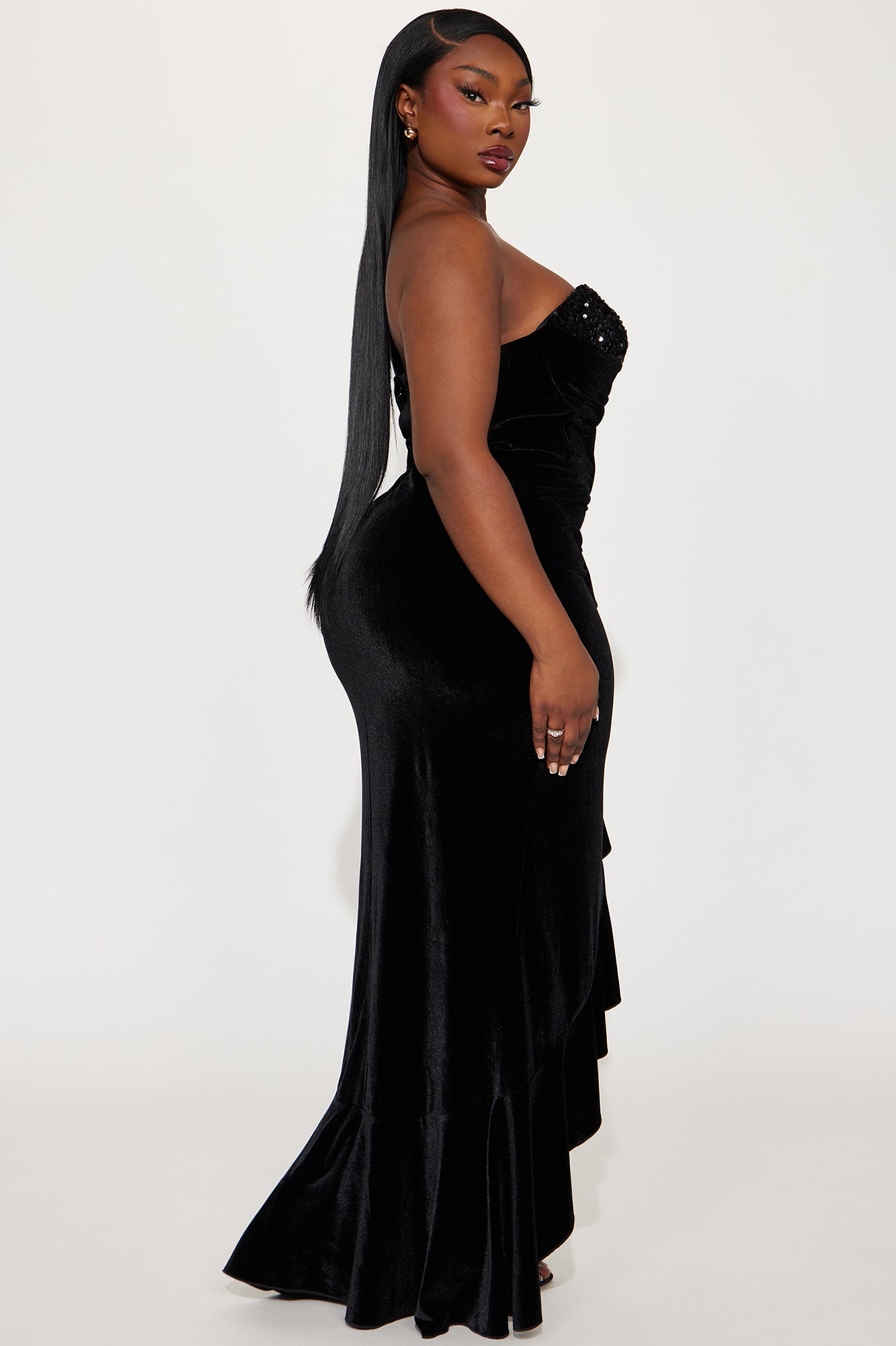 Naomi Velvet Maxi Dress - Black