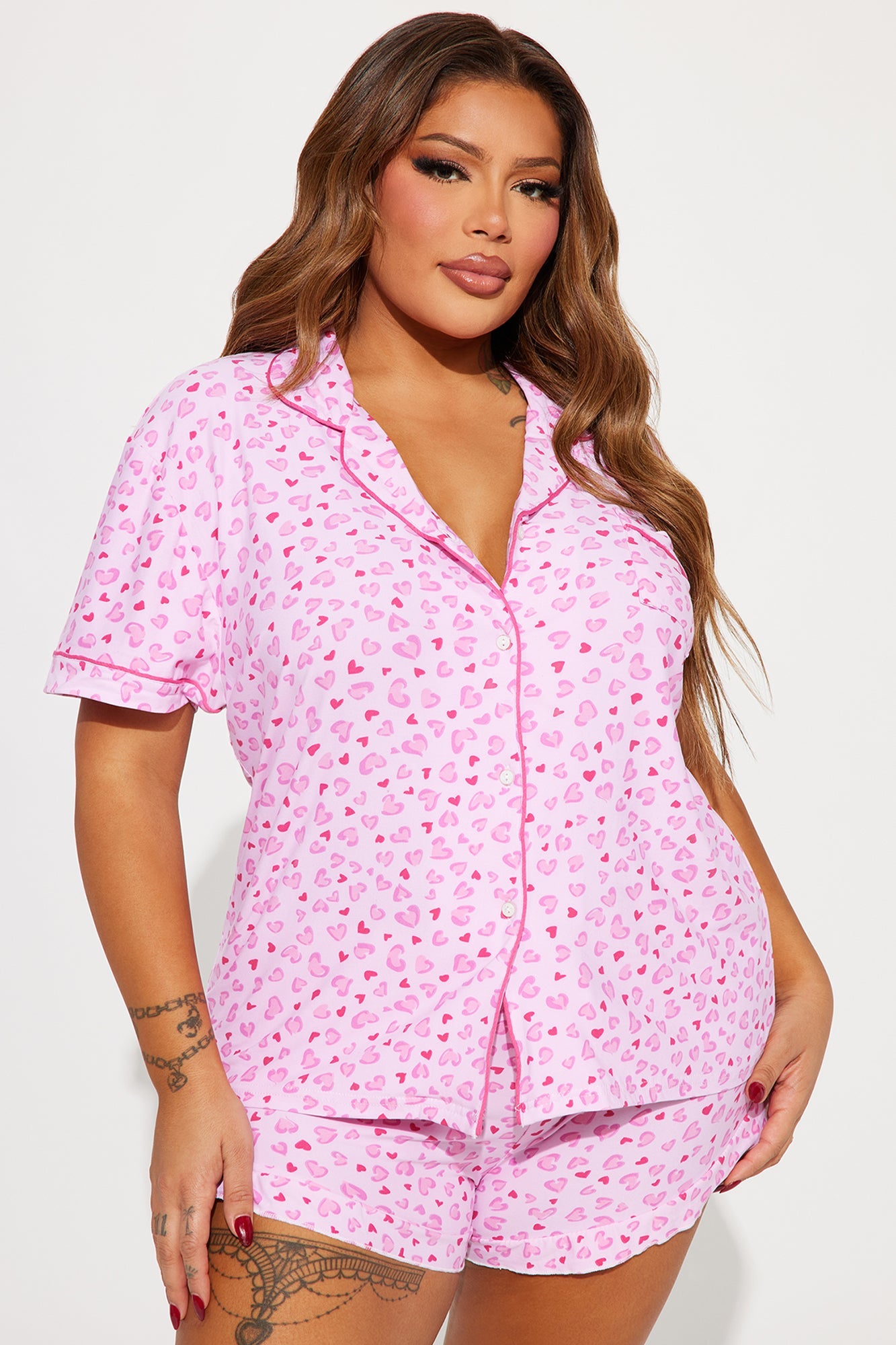 Wild Love PJ Short Set - Pink/Pink