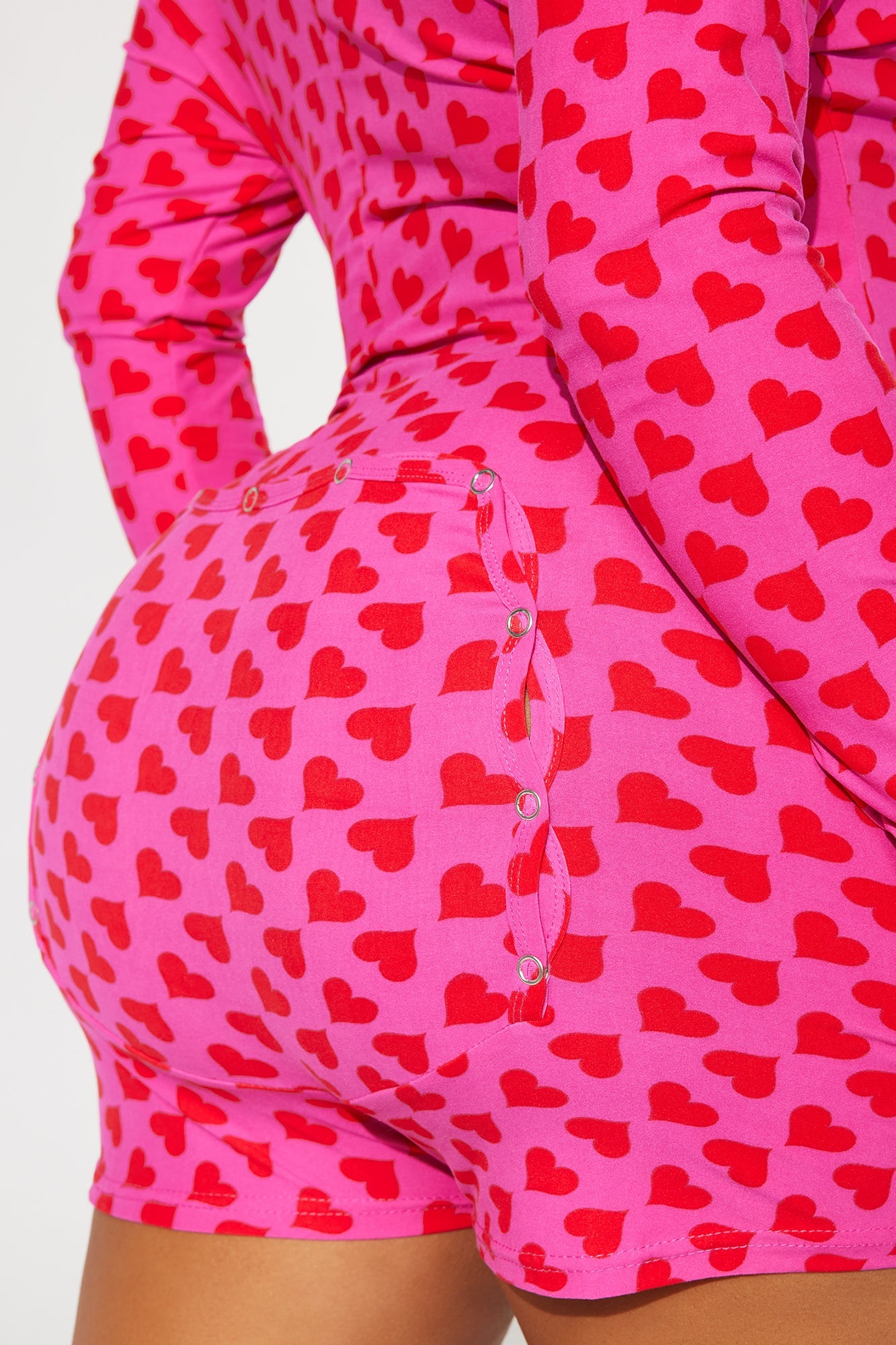 You Have My Heart Long Sleeve PJ Romper Onesie - Hot Pink/combo