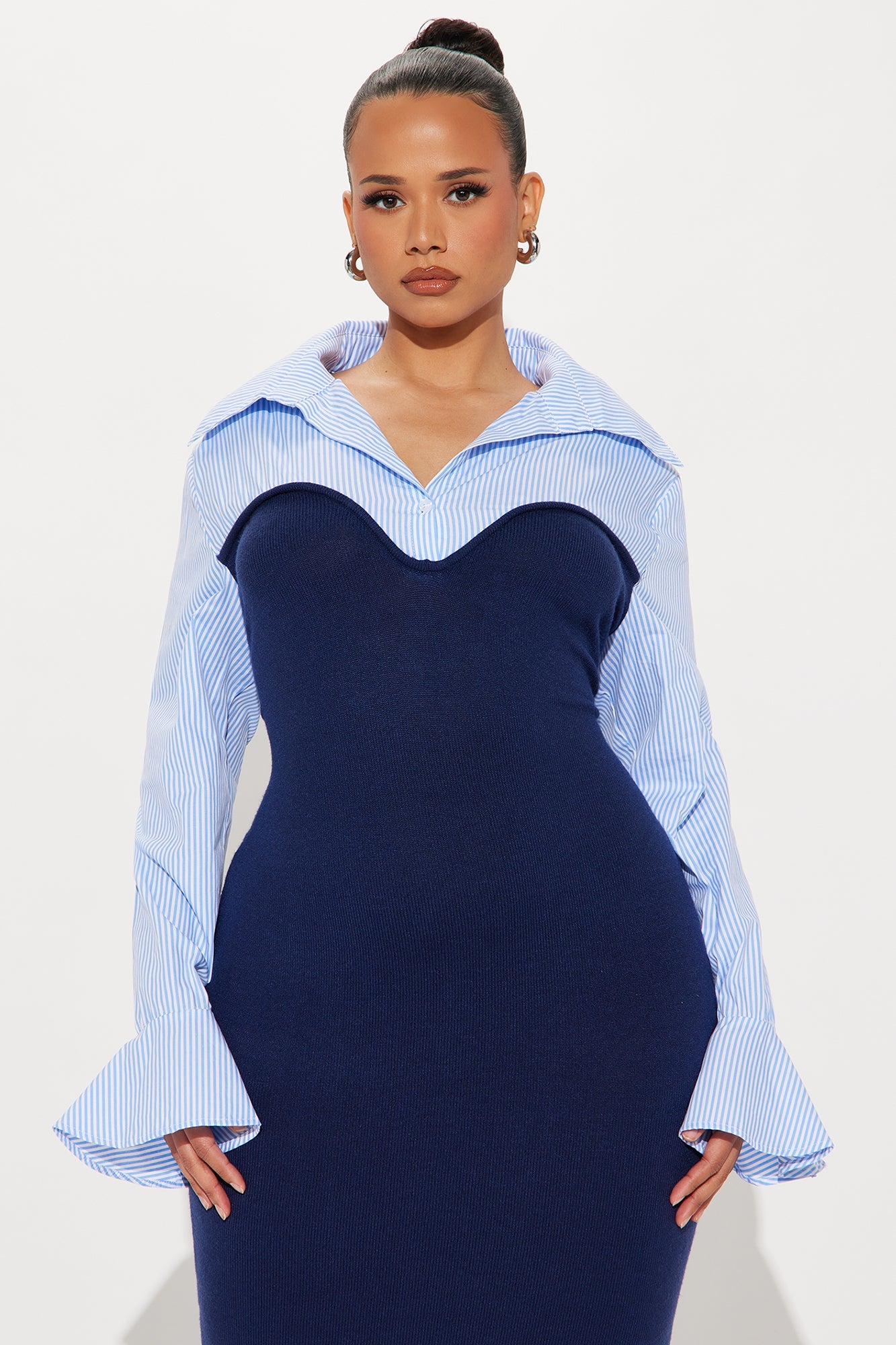 Maya Stripe Sweater Maxi Dress - Navy/combo