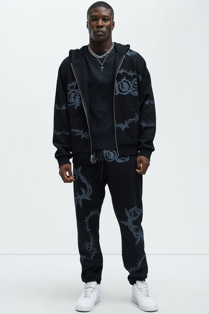Tyson Chaos Oversized Zip Hoodie - Black