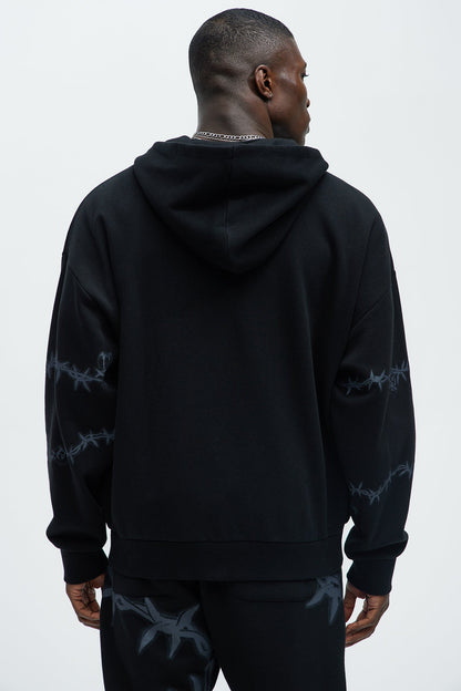 Tyson Chaos Oversized Zip Hoodie - Black
