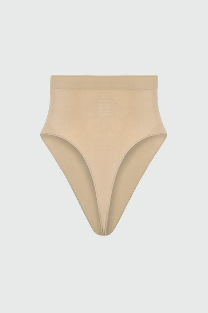 Nova Sculpt Seamless Strong Compression Mid Waist Thong - Sand