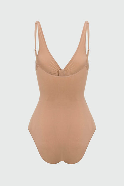 Nova Sculpt Seamless Strong Compression Zip Front Brief Bodysuit - Nude
