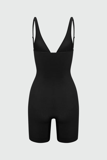 Nova Sculpt Seamless Strong Compression Zip Front Thigh Shaping Bodysuit - Black