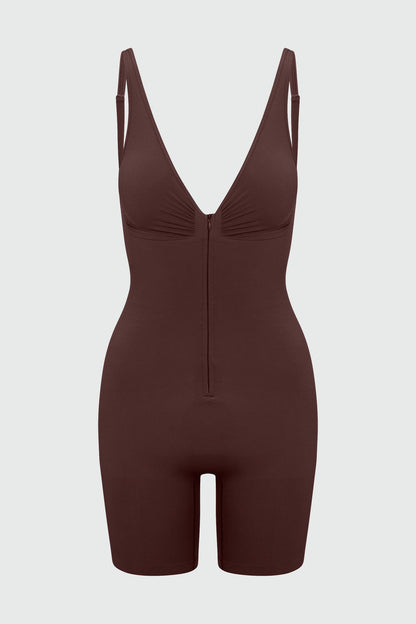 Nova Sculpt Seamless Strong Compression Zip Front Thigh Shaping Bodysuit - Coco